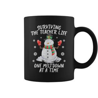 Christmas Surviving Teacher Life Meltdown Teacher Christmas Coffee Mug | Mazezy