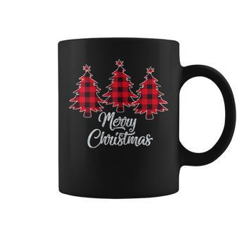 Christmas Tree Red Buffalo Plaid Christmas Coffee Mug - Monsterry CA