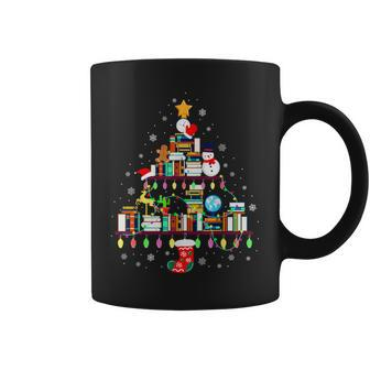 Christmas Tree Shape Lights Books Teacher Christmas Coffee Mug - Seseable