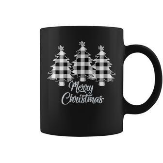 Christmas Tree White Buffalo Plaid Christmas Coffee Mug - Monsterry CA