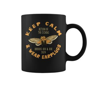 Cicada 2024 Brood Xix & Xiii Keep Calm & Wear Earplugs Coffee Mug - Monsterry