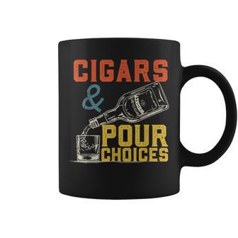 Cigars & Pour Choices For Bourbon Whiskey Cigar Fan Coffee Mug - Monsterry DE