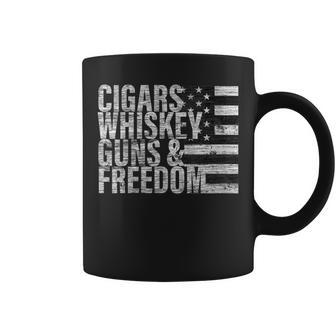 Cigars Whiskey Guns & Freedom Flag Coffee Mug - Monsterry