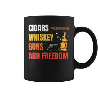 Cigars Whiskey Guns And Freedom Whisky Cigar Lover Coffee Mug - Monsterry