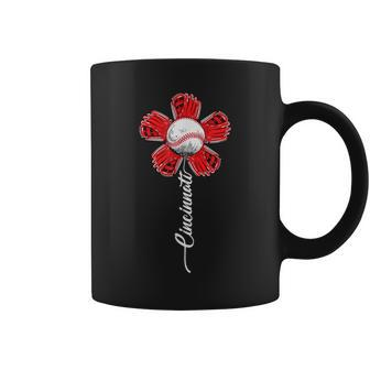 Cincinnati Baseball Flower I Love Cincinnati Baseball Spirit Coffee Mug - Seseable