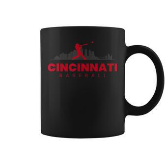 Cincinnati Baseball Minimalist City Skyline Baseball Lover Coffee Mug - Monsterry AU