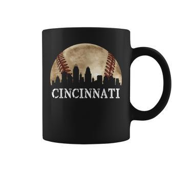 Cincinnati Skyline City Vintage Baseball Lover Coffee Mug | Mazezy