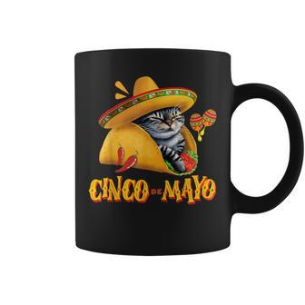 Cinco De Mayo Mexican Fiesta 5 De Mayo Taco Cat Coffee Mug - Seseable