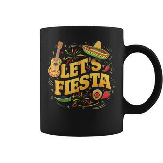 Cinco De Mayo Mexican Music Guitar Cactus Let's Fiesta Coffee Mug - Monsterry UK