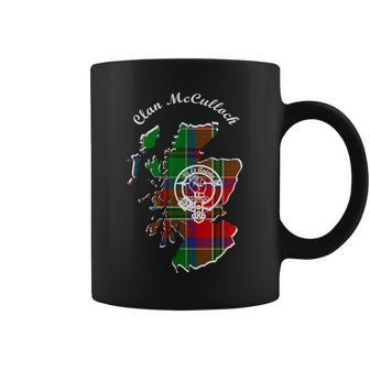 Clan Mcculloch Surname Last Name Scottish Tartan Map Crest Coffee Mug - Seseable