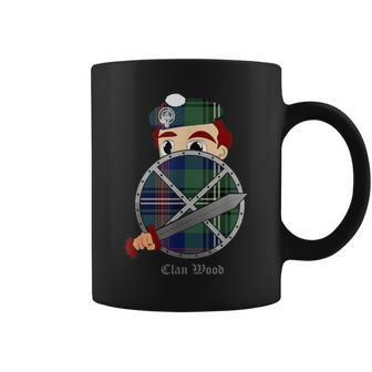 Clan Wood Surname Last Name Scottish Tartan Crest Coffee Mug - Seseable