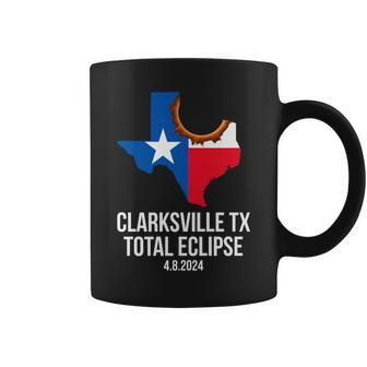 Clarksville Texas Total Eclipse 2024 State Outline Tx Flag Coffee Mug - Seseable