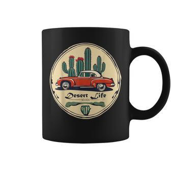 Classic Car In The Desert Cactus Retro Vintage Coffee Mug - Monsterry DE