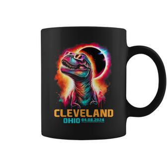 Cleveland Ohio Total Solar Eclipse 2024 T Rex Dinosaur Coffee Mug | Mazezy AU