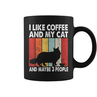 I Like Coffee And My Cat Maybe 3 People Vintage Maine Coon Coffee Mug - Monsterry UK