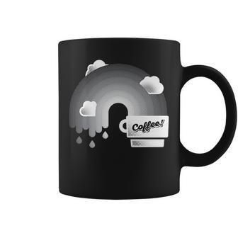 Coffee Lovers Black Coffee Rainbow With Cream Clouds Coffee Mug - Monsterry