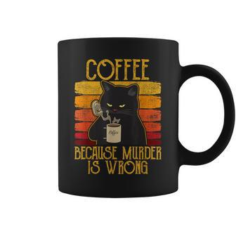 Coffee Because Murder Is Wrong Women's Cat Coffee Vintage Coffee Mug - Thegiftio UK