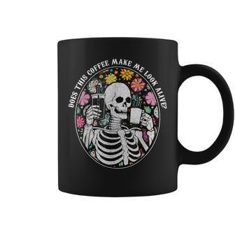 Coffee Skeleton Does This Coffee Make Me Look Alive Coffee Mug | Crazezy DE