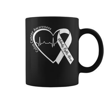 Colon Cancer Awareness Support Family Matching Blue Ribbon Coffee Mug - Seseable