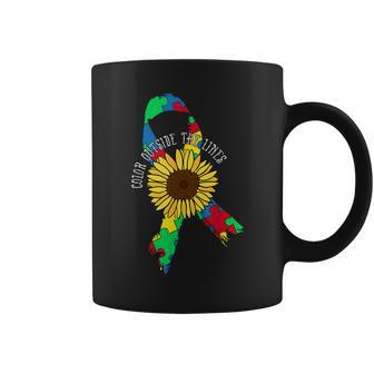 Color Outside The Lines Puzzle Cool Autism Awareness Coffee Mug - Monsterry AU
