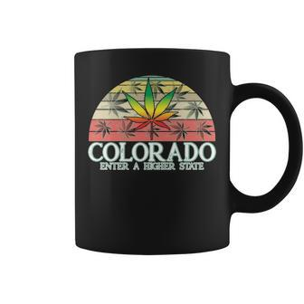 Colorado Enter A Higher State Retro Vintage Rainbow Weed Coffee Mug | Mazezy
