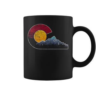 Colorado With Flag Themed Mountain Scene Coffee Mug | Mazezy