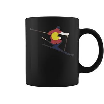 Colorado Flag Skier Coffee Mug | Mazezy
