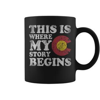 Colorado Flag Story Begins Coffee Mug | Mazezy