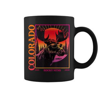 Colorado Mountain Moose Retro Vintage 80S Elk Colorado Coffee Mug - Monsterry