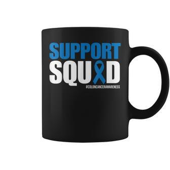 Colorectal Colon Cancer Awareness Support Squad Blue Ribbon Coffee Mug - Seseable