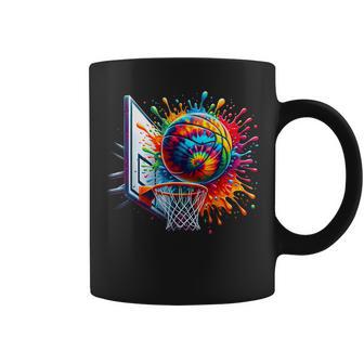 Colorful Basketball Tie Dye Color Splash Basketball Hoop Net Coffee Mug - Monsterry UK