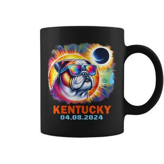 Colorful Bulldog Total Solar Eclipse 2024 Kentucky Coffee Mug - Seseable