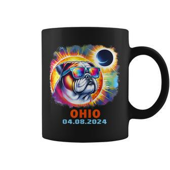 Colorful Bulldog Total Solar Eclipse 2024 Ohio Coffee Mug | Mazezy