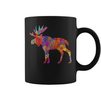 Colorful Canadian Moose Splatter Woodland Wildlife Coffee Mug - Monsterry DE