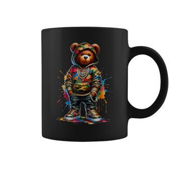 Colorful Hip Hop Teddy-Bear Watercolor Hip Hop Bear Cool Coffee Mug - Monsterry AU