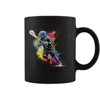 Colorful Lacrosse Player Boy On Lacrosse Coffee Mug | Mazezy