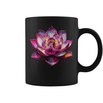 Colorful Lotus Graffiti Trendy Cute Flower Fashion Coffee Mug - Monsterry