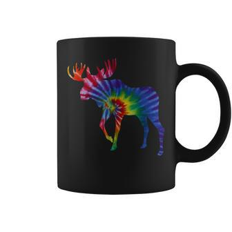 Colorful Moose In Tye Dye Pattern For A Tie Dye Coffee Mug - Monsterry