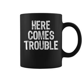 Here Comes Trouble Christmas Coffee Mug - Monsterry