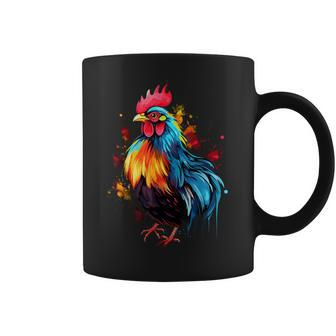 Cool Chicken On Colorful Painted Chicken Coffee Mug - Seseable