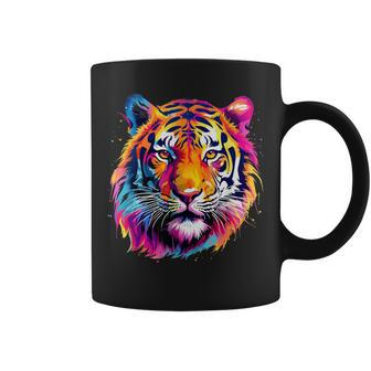 Cool Colorful Tiger Portrait Graphic Coffee Mug - Seseable