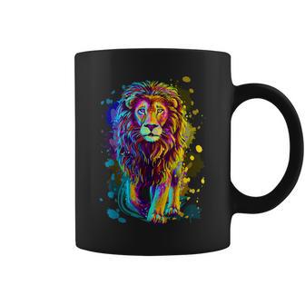 Cool Colorful Wild Lion Stylish T Lion Graphic Coffee Mug - Monsterry DE