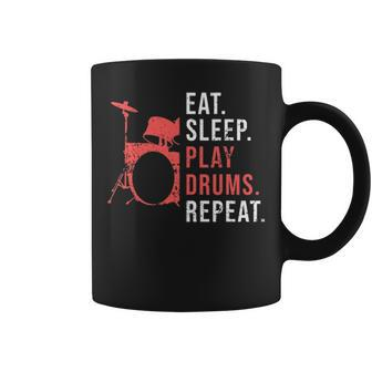 Cool Drum Kit Silhouette Percussion Vintage Drummer Coffee Mug | Mazezy