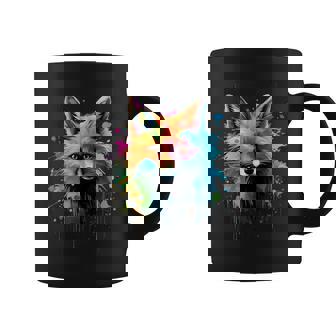 Cool Fox On Colorful Painted Fox Coffee Mug - Thegiftio UK