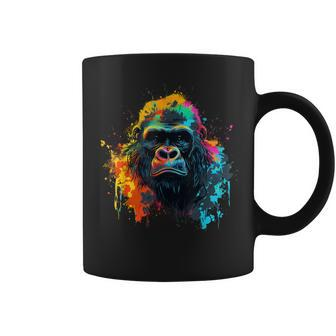 Cool Gorilla On Colorful Painted Gorilla Coffee Mug - Monsterry