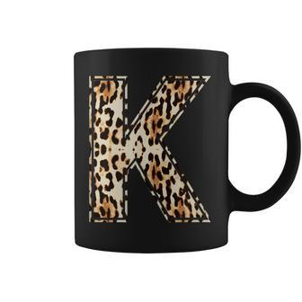 Cool Letter K Initial Name Leopard Cheetah Print Coffee Mug - Monsterry UK