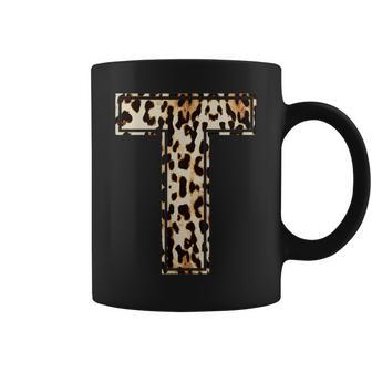 Cool Letter T Initial Name Leopard Cheetah Print Coffee Mug - Monsterry DE