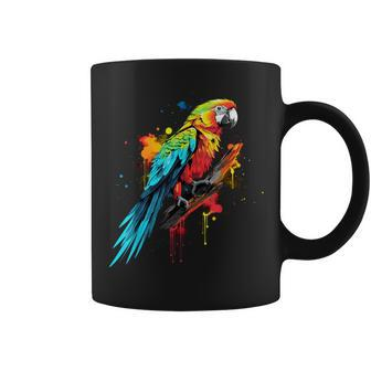Cool Parrot On Colorful Painted Parrot Coffee Mug - Monsterry DE