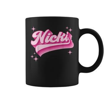 Cool Personalized Name Nicki Distressed Retro Vintage Groovy Coffee Mug | Mazezy