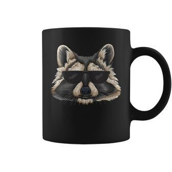 Cool Raccoon With Sunglasses Raccoon Face Coffee Mug - Monsterry